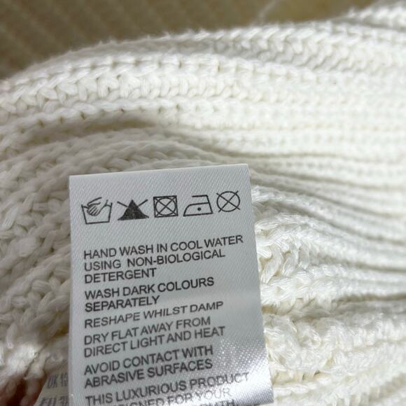 Whistles Pullover Knit Sweater Womens 6 Cream Neutral Cotton Minimalist Classic - Picture 8 of 8